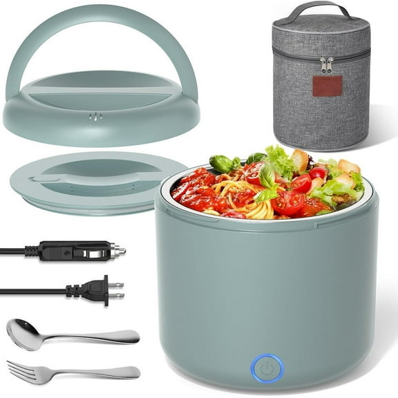 Vabaso 41oz Electric Lunch Box Food Warmer - 100W Leakproof, 12V/24V/110V/220V Portable Heater Lunch Box for Office, Car, Truck, Camping - Gift