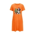 thumbnail image 5 of Sakmal Loose Moomoo Womens Nightgown Orange Christmas Cute Cloud-Like Nightshirt Dog Print Short Crew Neck Short Sleeve Nightgowns S-2XL, 5 of 5