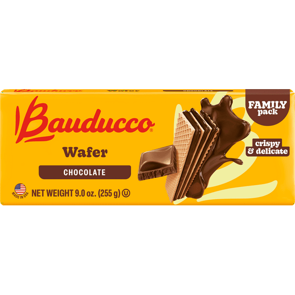 Bauducco Chocolate Wafers, 9 oz, Family Pack, No Artificial Flavors or Colors, Certified Vegan