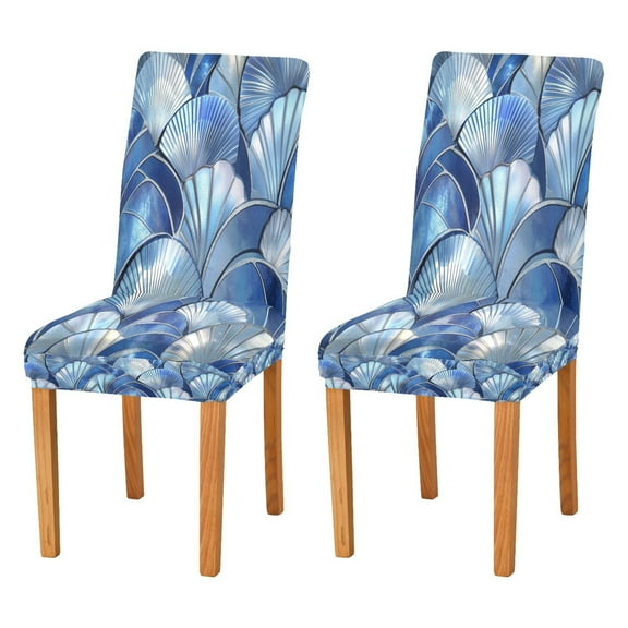 BZSMCE Chairs Slipcovers Dining Chair Covers Ocean Wave Shells in Blue Creative Pattern