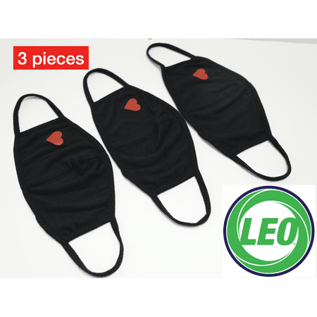 Leo 3pcs Heart Pattern Face Mask ( Not For Medical Use )Reusable & Washable Fashion Cloth Facial Cover