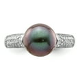 thumbnail image 5 of Sterling Silver Rhodium-plated 9-10mm Round Tahitian Pearl CZ Ring QR7141, 5 of 5