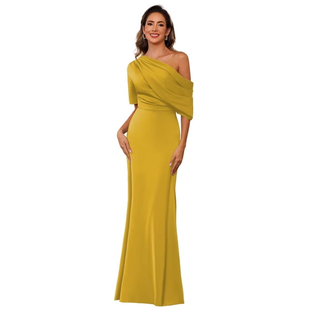 Vestido BITALY Mother of The Bride Satén Amarillo Mostaza US6