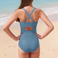 thumbnail image 5 of ibiyuan Toddler Girls One Piece Swimsuit Drawstring Ruffle Ruched Baby Bathing Suit Girl Soft Wrap Tie Back Girl Swimsuit Kids Cute Printed Mesh Summer Swimwear, 5 of 7