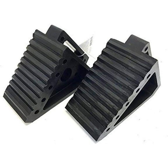 70472 Solid Rubber Heavy Duty Black Wheel Chock 2-Pack, 8" x 4" x 6"