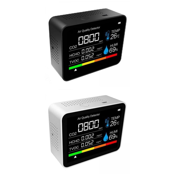 de dióxido de carbono,Probador de calidad del aire con de dióxido de carbono 5 en 1,Medidor portátil de monitor de calidad del aire con de CO2,Probador de humedad kusrkot Detector de dióxido de carbono
