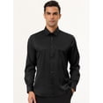 thumbnail image 3 of Camisa de vestir negra para hombre, manga larga sólida, cuello abotonado, camisas ajustadas, extragrande Unique Bargains Camisa, 3 of 6