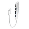 thumbnail image 1 of Adaptador USB C OTG perfke 3 puertos USB 3.1 a USB 2.0 lector de tarjetas pequeñas plateado, 1 of 9