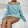 thumbnail image 6 of Mohiass Womens Off the Shoulder Sweatshirt Oversized Long Sleeve Tops Trendy Cute Loose Plain Fall Hoodie with Pocket Sky Blue XXL, 6 of 7