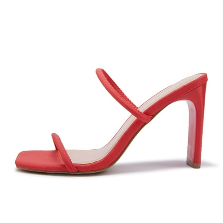 

Saodimallsu Women Double Straps Heel Sandals Square Open Toe Party Dress Shoes