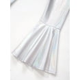 thumbnail image 4 of iiniim Kids Girls Shiny Dance Trousers Ruffle Hem Bell-bottom Jazz Dancewear High Waist Long Pants Size 6-16 Colorful Silver 6, 4 of 7