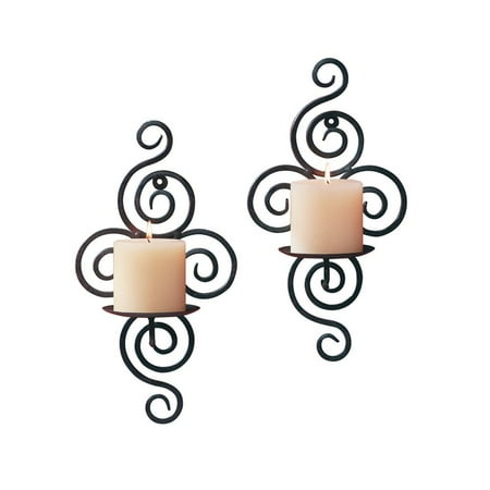 - Candle Sconce, Black Iron Modern Wall Sconce Candle Holder Set