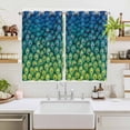 thumbnail image 2 of Ombre Peacock Kitchen Curtains Window Panels, Vintage Abstract Peacock Feather Gradient Blue Insulated Window Treatment Curtain, Grommet Curtains for Bedroom/Living Room/Bathroom, 2 Piece 52"Wx63"L, 2 of 8