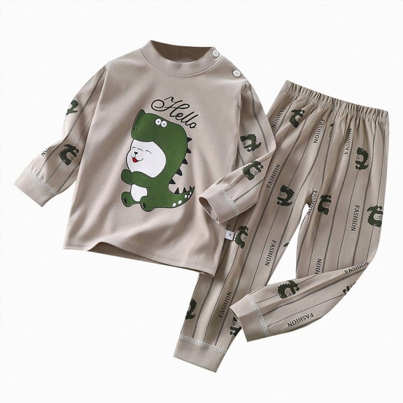 KPOPLK Pajamas for Kids Girls Boys Long Sleeve Sleepwear Cotton Pajamas Sets for 2-12T Boys/Toddler Pjs Outfit Size 6-12 Months,Grey