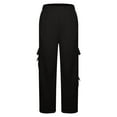thumbnail image 5 of qolati Womens High Waisted Baggy Sweatpants Fleece Lined Athletic Workout Yoga Open Bottom Sweat Pants Elastic High Waist Cargo Joggers with Pockets Black XL 10, 5 of 7