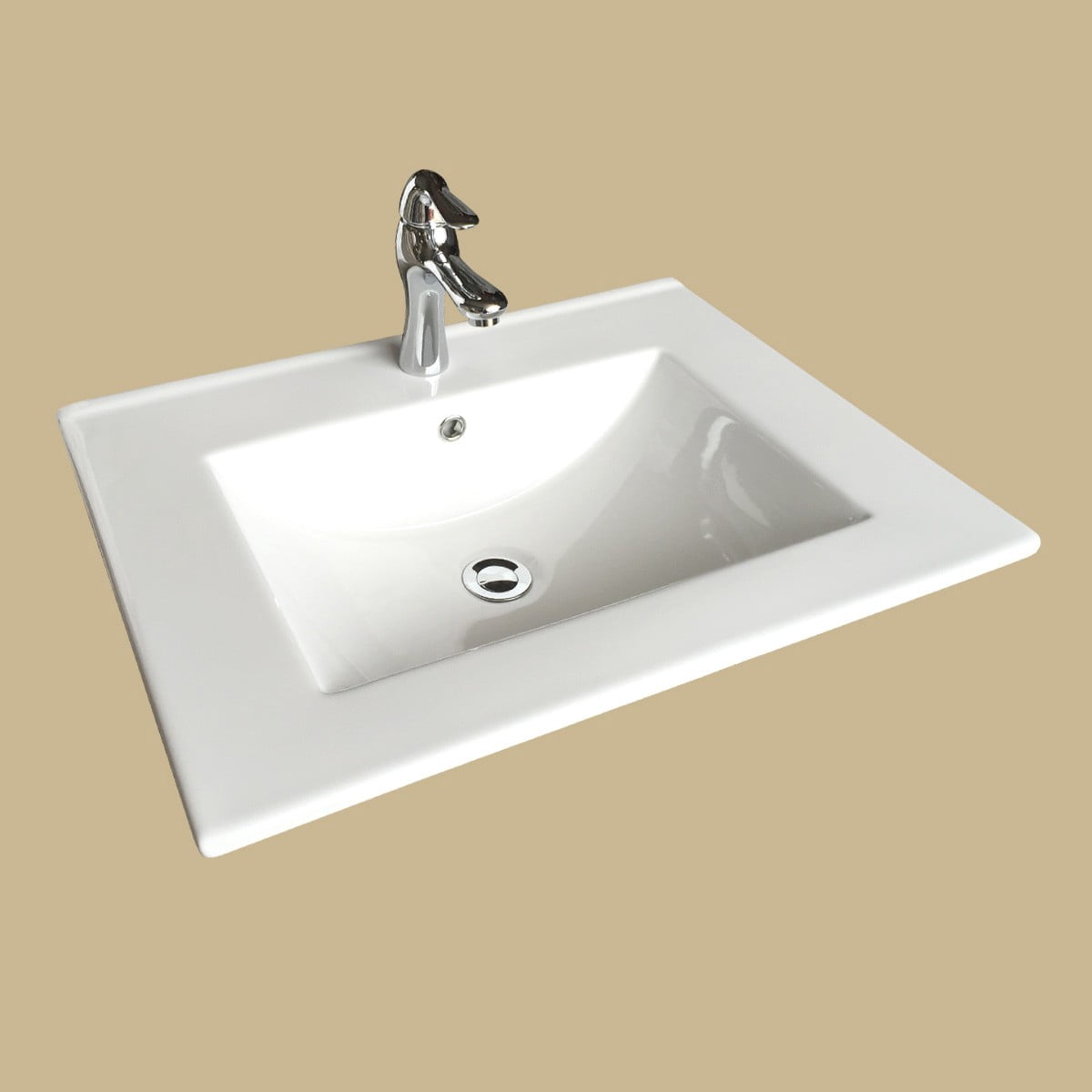 Stylish White Drop In Self Rimming Bathroom Sink w/Faucet, Supply Lines and Drain| Renovators Supply