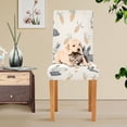 thumbnail image 4 of Yayeee 2 Pack Dining Chair Covers Stretch Parson Chairs Slipcovers Seat Protector, Adorable Bunnies, 4 of 6