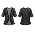 thumbnail image 4 of Blmnix Convertible Womens Jacket Lace lnsert Womens Summer Jacket Spring Jackets Pull-On Rain Jacket Cocoon Black Short Sleeve Winter Coats for Women, 4 of 7