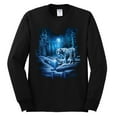 thumbnail image 2 of Wild Bobby, Tiger In The Snowy Night Animal Lover Mens Long Sleeve Shirt, Black, Small, 2 of 3