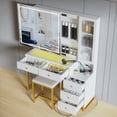 thumbnail image 5 of CLAUBIO Makeup Vanity with Charging Station, Glass Desktop, Vanity Desk with a Stool & 5 Drawers, 5 of 6