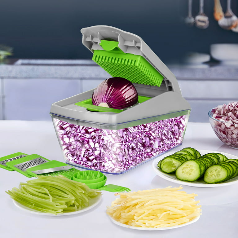  Vegetable Cutter - Manual Vegetable Chopper - Portable Slicer &  Salad Chopper - Space Saver Food Chopper - Compact Stainless Steel Onion  Chopper - BPA-Free Onion Dicer & Veggie Chopper by