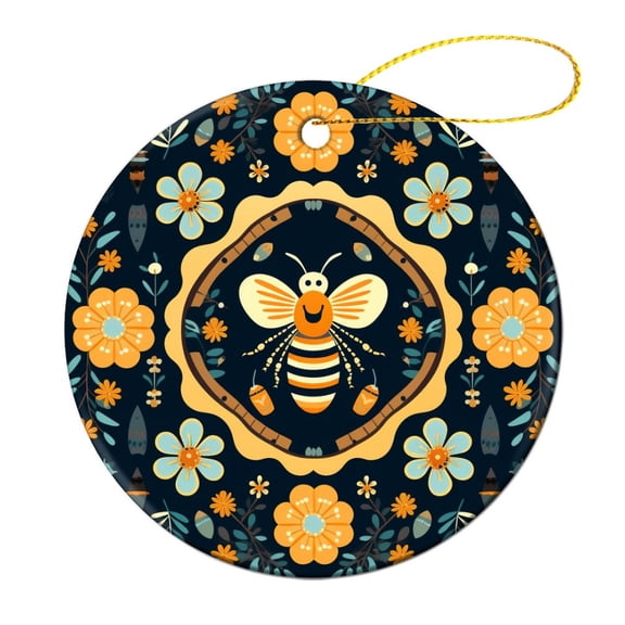 Cute Bee And Flower Ornament Bee Floral Christmas Ornament Keepsake Collectible Present Gift Xmas Tree Decoration Ornament Xmas Present