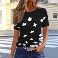 thumbnail image 2 of Pisexur Hauts pour Femmes, Hauts de Printemps pour Femmes 2025, Hauts pour Dames, T-shirt Imprimé Décontracté et Tendance pour Femmes avec Col Rond et Manches Courtes Noir, P, 2 of 5