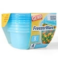 Glad Freezerware Rectangular Food Storage Containers, 24 Ounces, 4