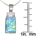 thumbnail image 2 of Sterling Silver Created Blue Opal and Clear Cubic Zirconia Rectangle Pendant with Chain Necklace, 2 of 3