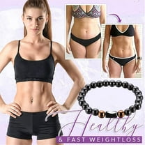 Kiplyki Ladies Personality Fashion Oval Magnetic Black Gallstone Beaded Beach Anklet