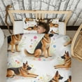 thumbnail image 3 of German Shepherd Dogs with Flowers Duvet Cover and Pillowcase Set for Single Bedding, Bedroom Accessories for Kids Teens, 3 of 5