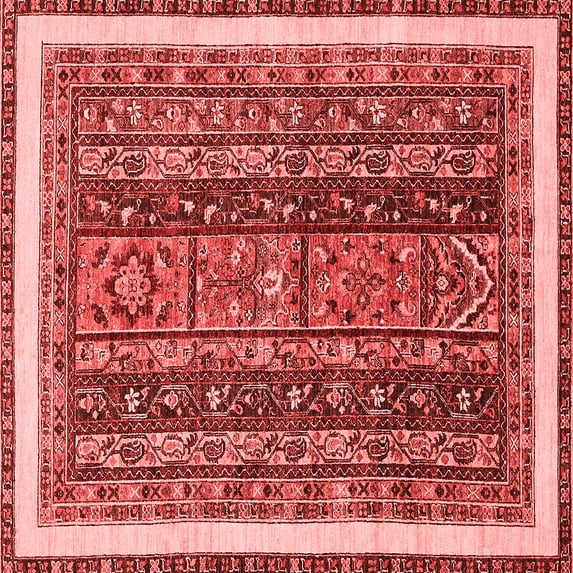 Ahgly Company Indoor Square Abstract Red Modern Area Rugs, 8' Square