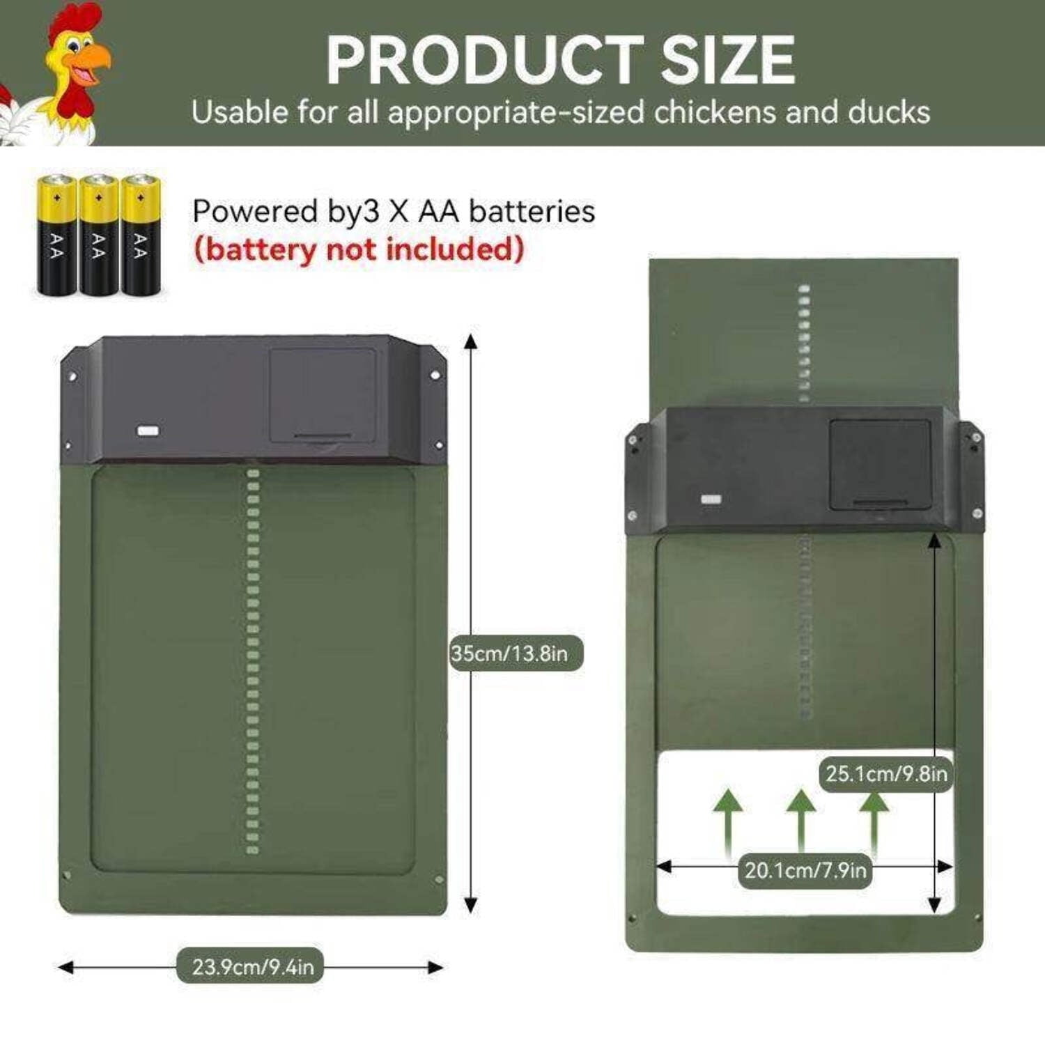 Automatic Chicken Coop Door Opener Battery Powered Light Sense Control Waterproof Pet Flap Upgrade ABS House Gate