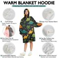 thumbnail image 5 of Wearable Oversized Blanket,Black Colorful Dinosaurs Pattern Wearable Blanket Hoodie for Adults,Cozy Hooded Blankets with Super Pockets,Super Warm Fuzzy Pullover for Women & Men, 5 of 6