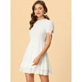 thumbnail image 4 of INSPIRE CHIC Women's Ruffle Textured Sweet Summer A-line Mini Dress White XL, 4 of 6