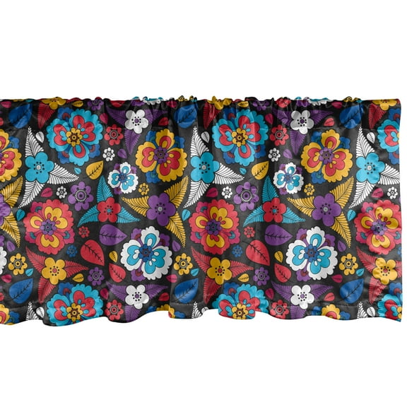 Ambesonne Colorful Window Valance, Aloha Style Scroll, 54" X 18", Multicolor