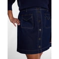 thumbnail image 4 of Terra & Sky Women's Flap Pocket Button Front Denim Mini Skirt, Sizes 0X-5X, 4 of 5