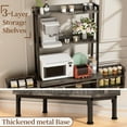thumbnail image 4 of Casendy Kitchen Pantry with Microwave Stand and Storage Shelves, Farmhouse Kitchen Cupboard with Adjustable Shelves, Kitchen Buffet Cabinet with Door for Dining Room, Gray, 4 of 7