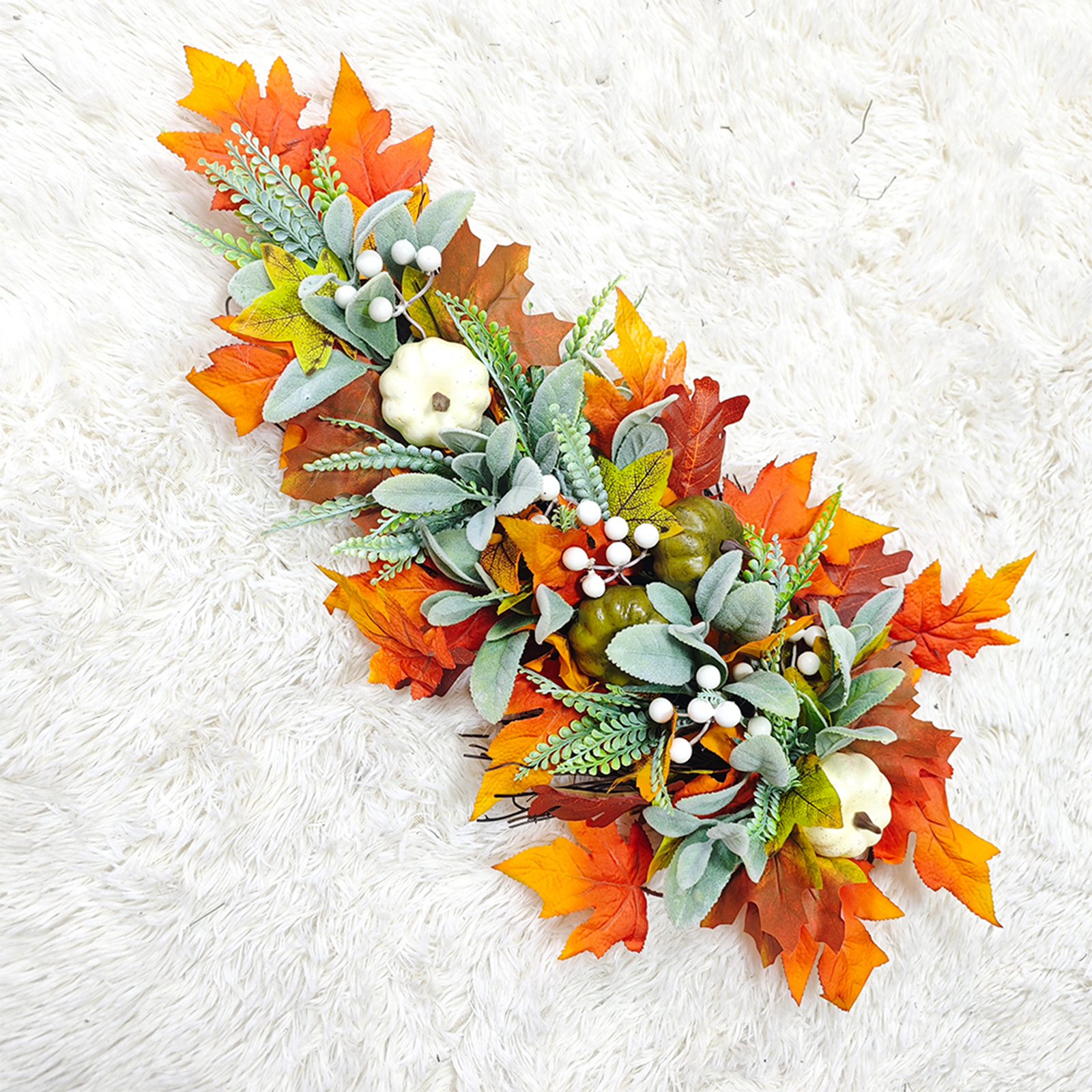 Myecovie 25.6 Inch Fall Harvest Wreath with Maple Leaves photo 6