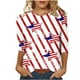 thumbnail image 2 of ICHUANYI Clearance Women's Fashion Three Quarter Sleeve Retro Round Neck Independence Printed Loose Tops Blouse Three Quarter Sleeve(White, M) ICHUANYI WER2023080815104, 2 of 4