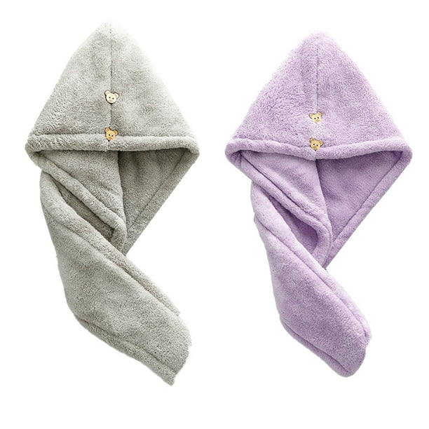 Toalla de microfibra para el cabello | Paquete de 2 | Accesorios esenciales para el baño | Turbante de secado rápido para el cabello