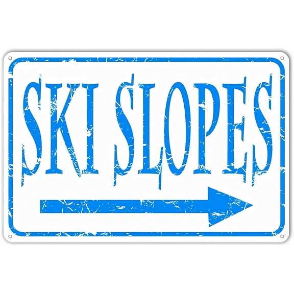 Ski Slopes Retro Metal Tin Sign - 12×8 Inches, Shop Indoor Wall Art, Vintage Man Cave Garage Decor