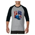 thumbnail image 1 of MmF - Mens Raglan Sleeve Baseball T-Shirts, up to Size 3XL - American Flag 4th of July, 1 of 4