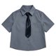 thumbnail image 2 of Odeerbi Camisa de Vestido de Algodón Para Niños Con Corbata A Rayas Camisas de Uniforme Escolar de Manga Corta Con Bolsillo, 2 of 7