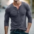 thumbnail image 4 of Bosfbaoi Henley Shirts for Men Long Sleeve Heather Slub Knit Button Placket Slim Fit Casual Top, 4 of 5