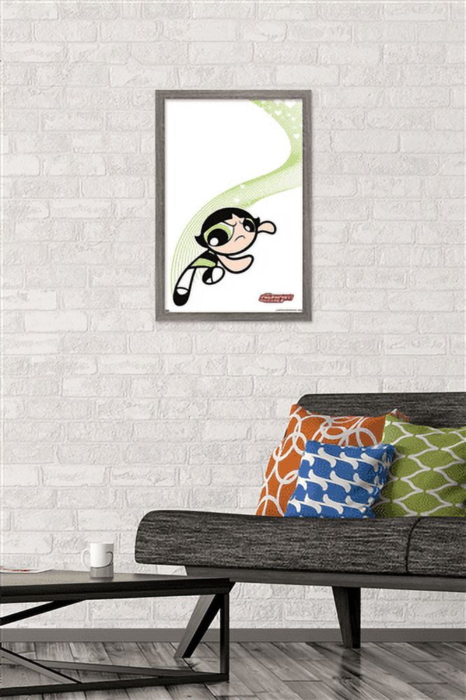 The Powerpuff Girls - Buttercup Heart Lines Wall Poster, 14.725" x 22.375", Framed