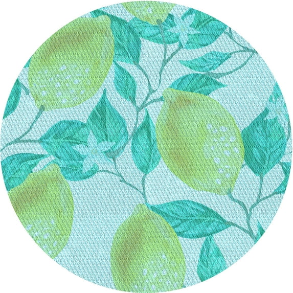 Ahgly Company Indoor Round Patterned Aquamarine Green Area Rugs, 5' Round