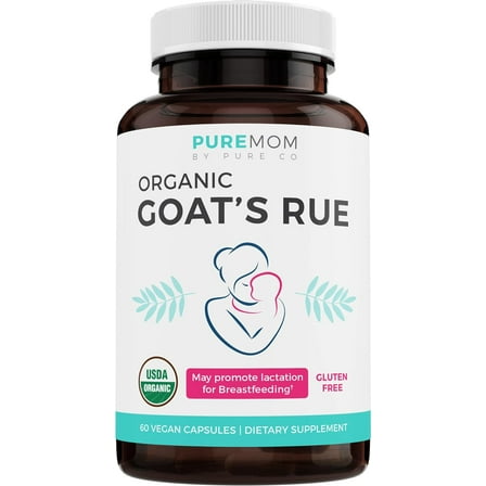Pure Co Organic Goat's Rue Herb Lactation Supplement for Breast Milk Supply, 60 Capsules