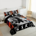 thumbnail image 3 of Manfei Basketball Sport Full Size Comforter Sets,Boys Ball Game Bedding Comforter Set,Orange Gray Black Bedding Sets For Kids,Ultra Soft Home Decor Reversible,3pcs, 3 of 8