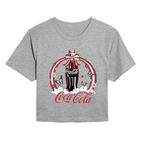 Coca-Cola - Retro Ribbon Bottle - Juniors Cropped Graphic T-Shirt